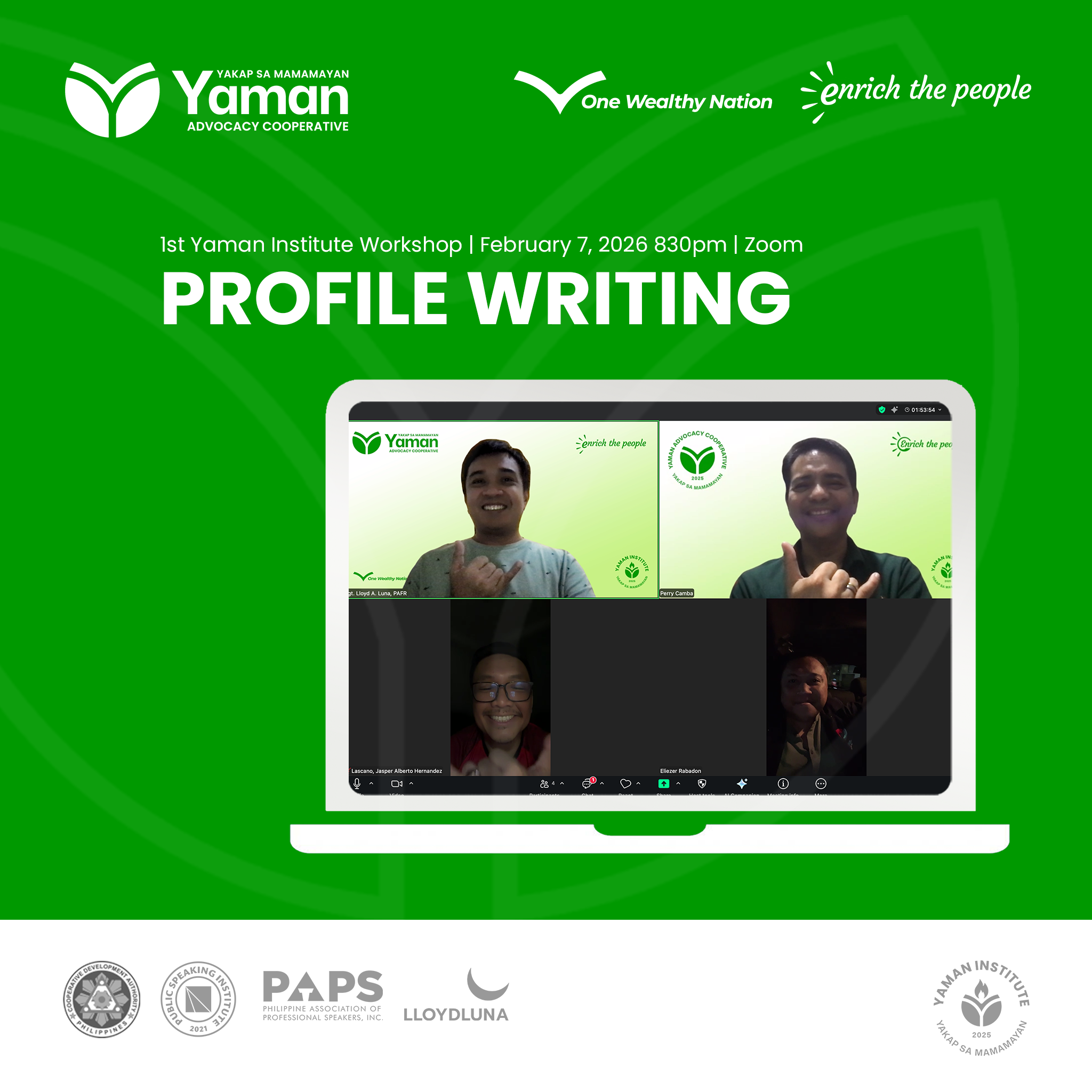 Top Filipino Speakers Profile Writing Workshop